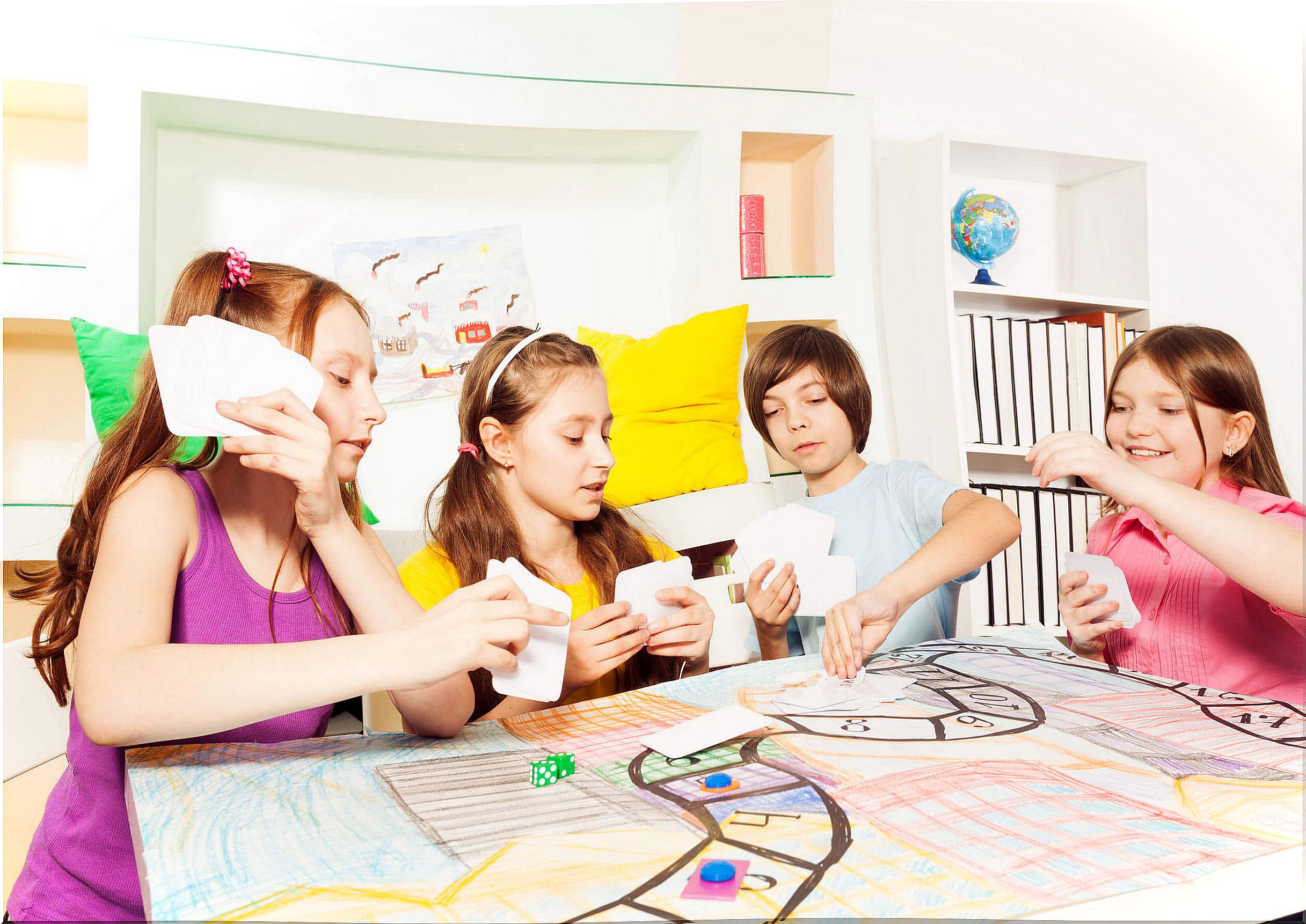 Children playing cooperative games.