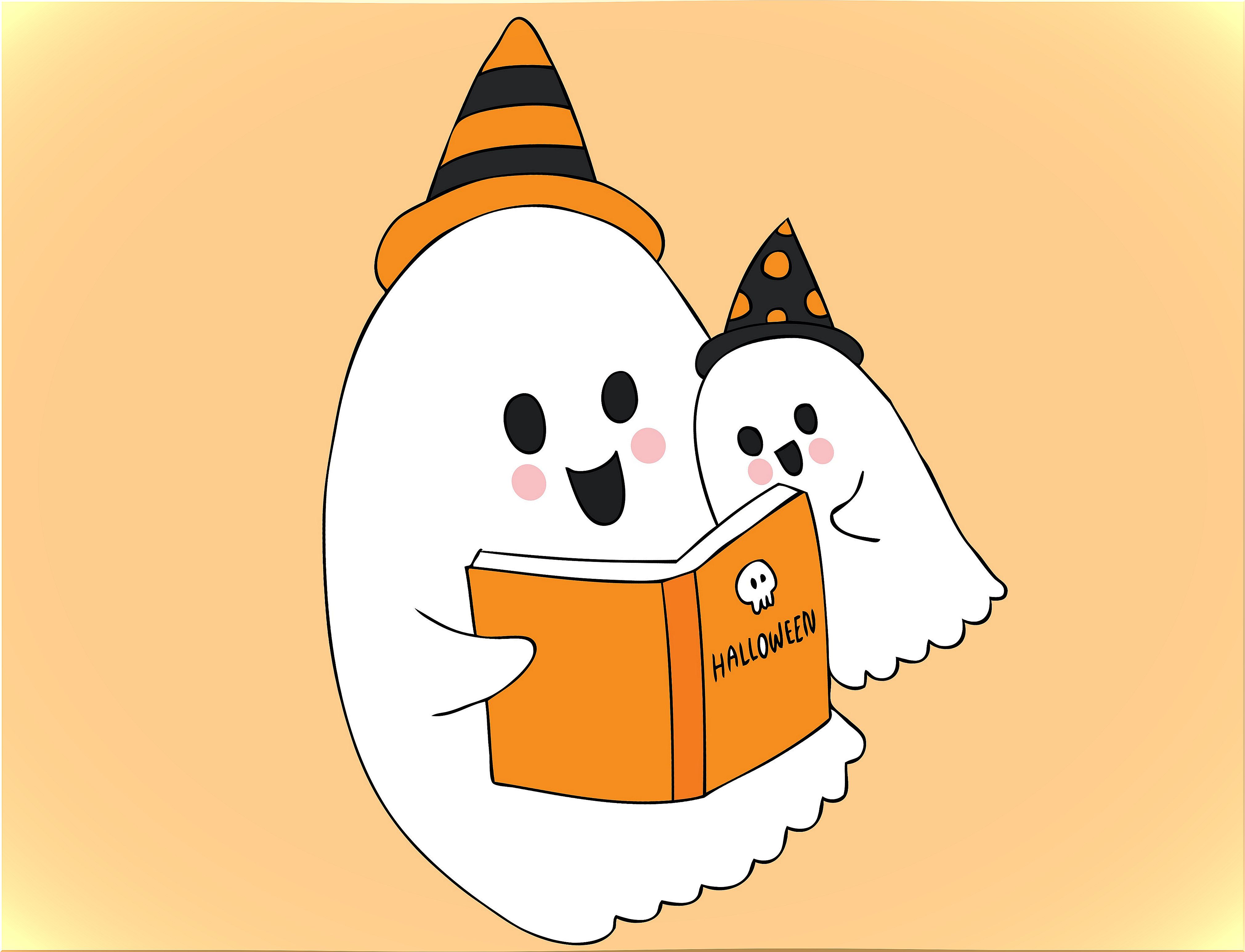 Ghosts reading a book.