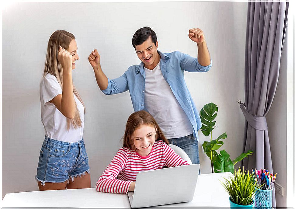 Parents motivating their daughter to make her dreams come true.