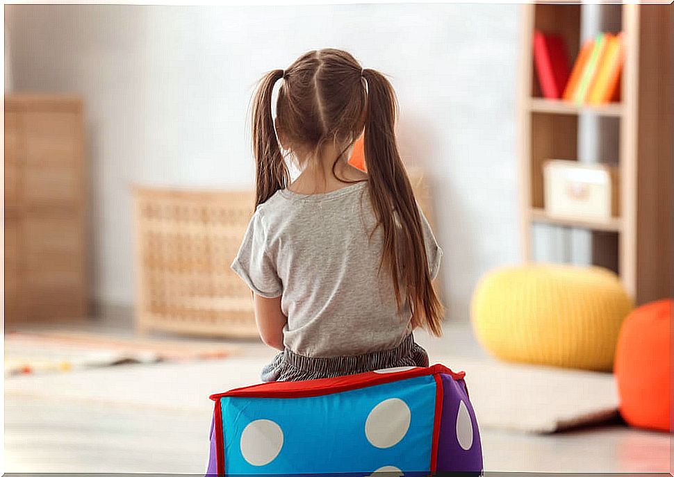 Isolated girl.  It is a symptom of mental illness in children.