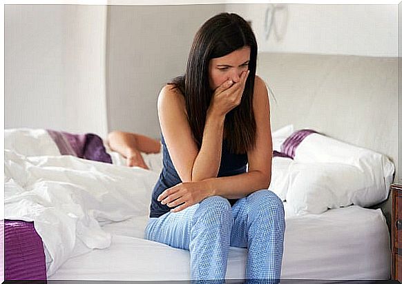 Pregnant woman with morning sickness